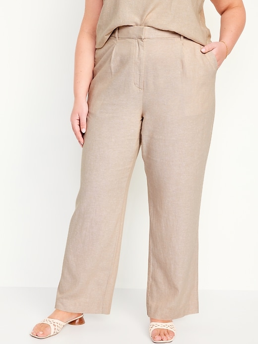 Image number 7 showing, Extra High-Waisted Linen-Blend Wide-Leg Taylor Pants