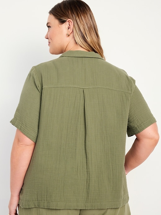 Image number 8 showing, Crinkle Gauze Button-Down Top