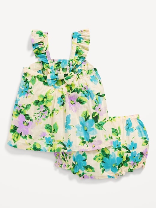 View large product image 2 of 4. Sleeveless Ruffled Dobby Top and Bloomer Shorts for Baby