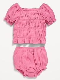 View large product image 3 of 3. Smocked Top & Bloomer Shorts Set for Baby
