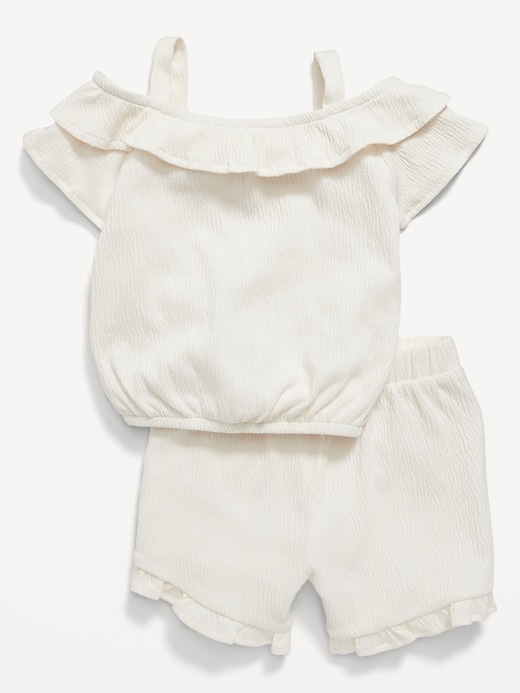 View large product image 1 of 2. Off-The-Shoulder Ruffled Top and Shorts Set for Toddler Girls