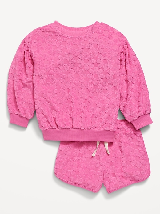 View large product image 1 of 2. Long Puff-Sleeve Sweatshirt and Shorts Set for Toddler Girls