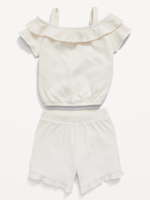 View large product image 2 of 2. Off-The-Shoulder Ruffled Top and Shorts Set for Toddler Girls