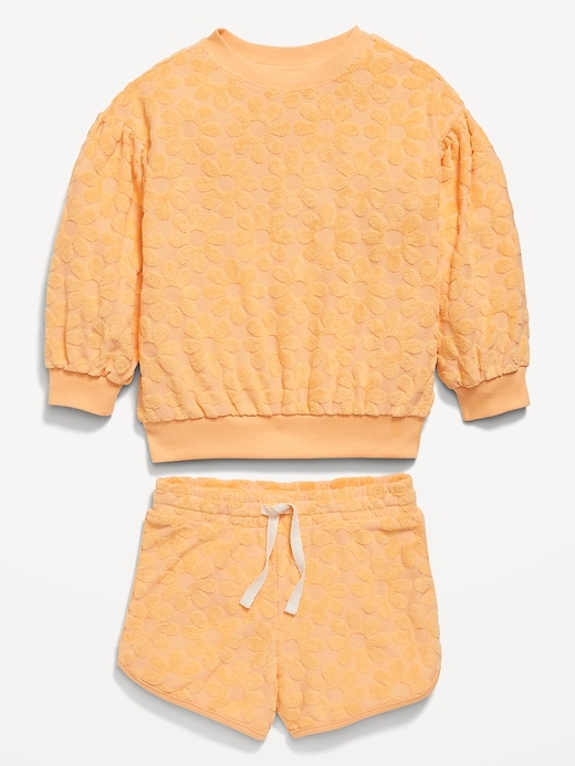 View large product image 2 of 2. Long Puff-Sleeve Sweatshirt and Shorts Set for Toddler Girls