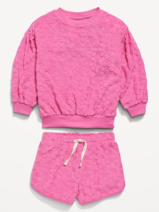 View large product image 2 of 2. Long Puff-Sleeve Sweatshirt and Shorts Set for Toddler Girls