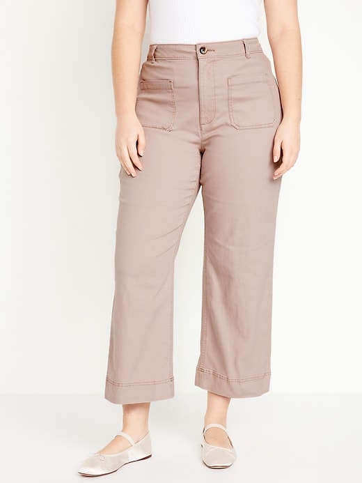 Image number 5 showing, High-Waisted Cropped Wide-Leg Pants