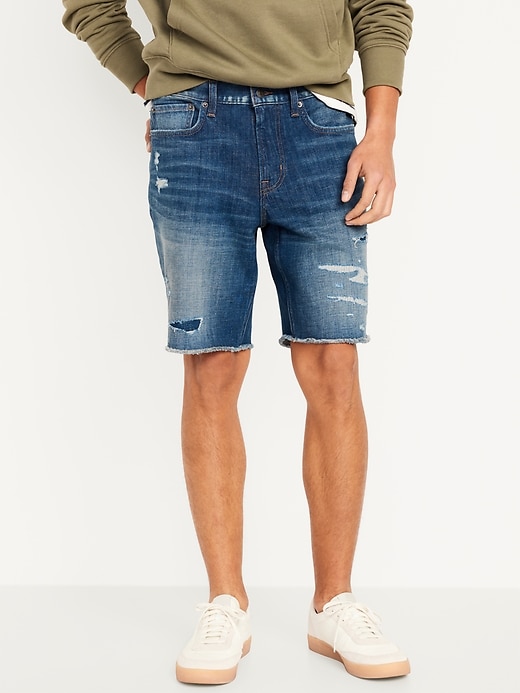 Image number 1 showing, Slim Ripped Jean Shorts -- 9.5-inch inseam