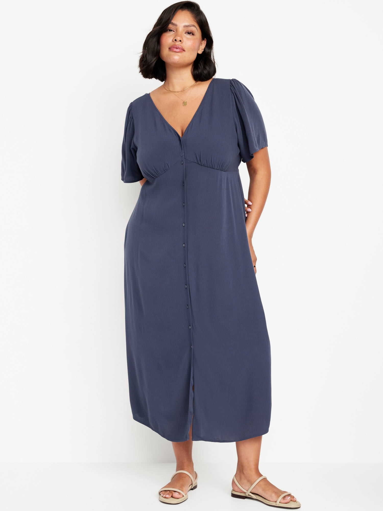 Waist-Defined Midi Dress | Old Navy