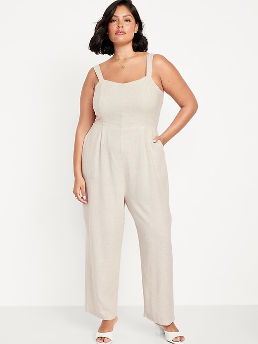 Image number 6 showing, Fit & Flare Linen-Blend Jumpsuit