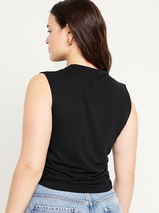 Image number 6 showing, Mock-Neck Ruched Tank Top