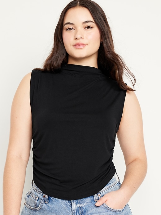 Image number 5 showing, Mock-Neck Ruched Tank Top