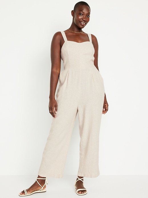Image number 4 showing, Fit & Flare Linen-Blend Jumpsuit