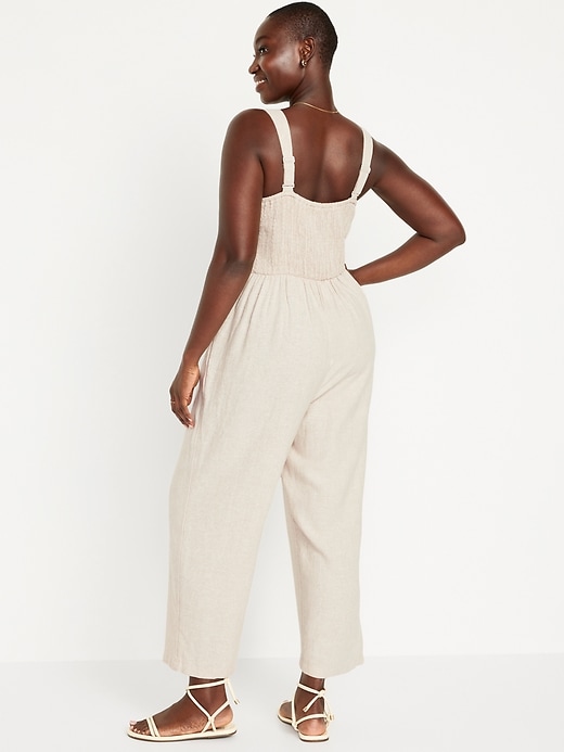 Image number 5 showing, Fit & Flare Linen-Blend Jumpsuit