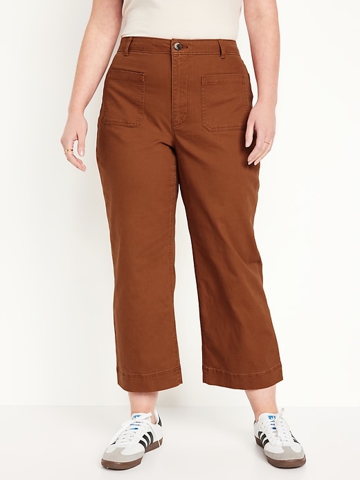 Image number 5 showing, High-Waisted Cropped Wide-Leg Pants