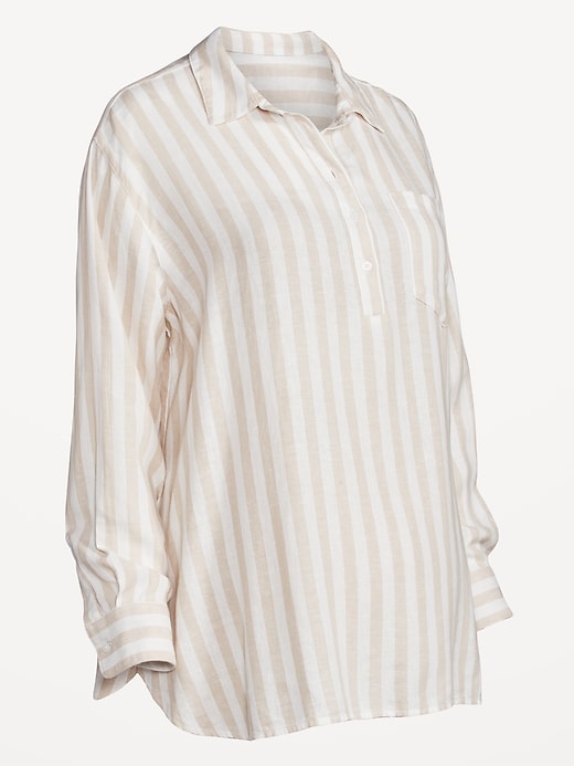 Image number 8 showing, Maternity Boyfriend Popover Shirt