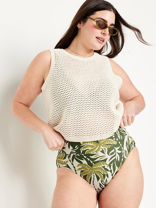 Image number 3 showing, Banded High-Waist Bikini Swim Bottoms