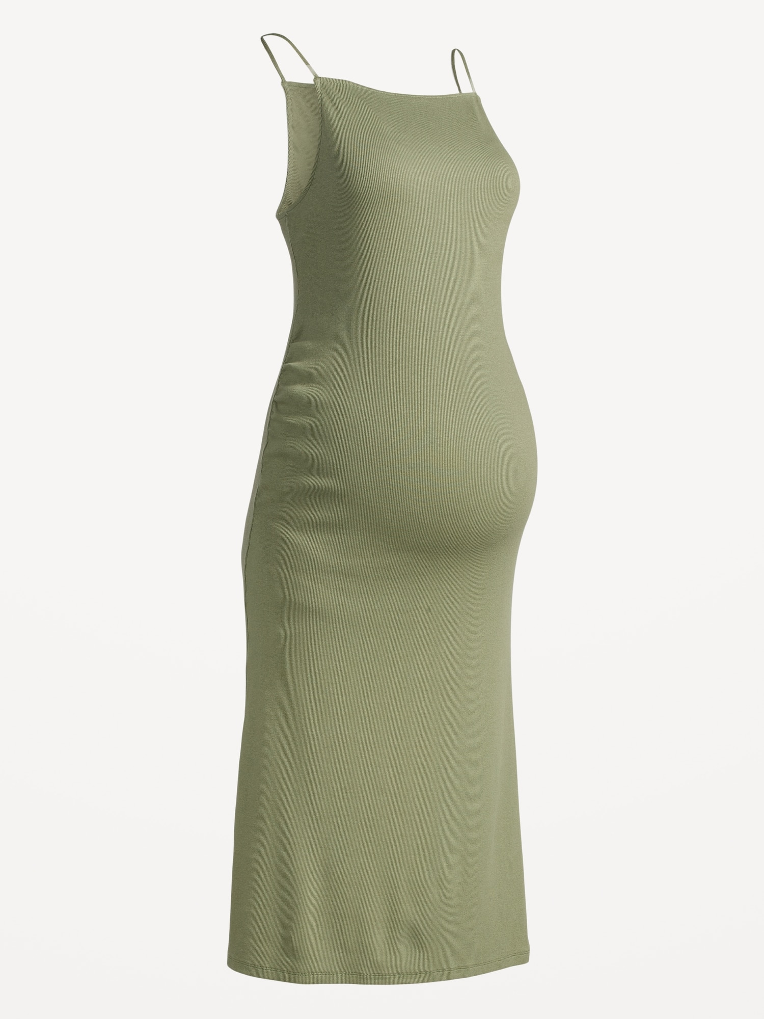 Maternity High Neck Rib-Knit Midi Dress