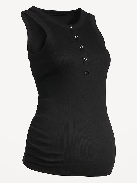 Image number 4 showing, Maternity High-Neck Henley Tank Top