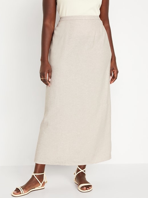 Image number 5 showing, High-Waisted Linen-Blend Maxi Skirt