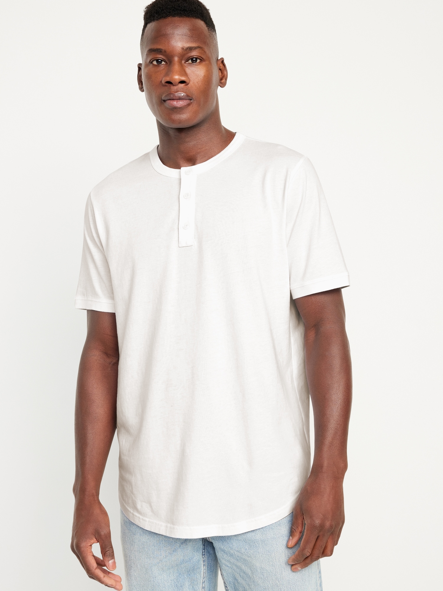 Loose-fit T-shirt with Henley neckline