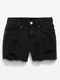 View large product image 4 of 4. High-Waisted Ripped Jean Shorts for Girls