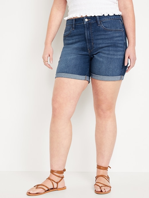 Image number 5 showing, High-Waisted Wow Jean Shorts -- 5-inch inseam