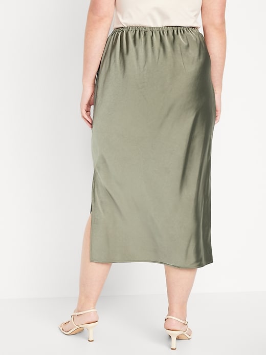 Image number 6 showing, High-Waisted Satin Midi Slip Skirt
