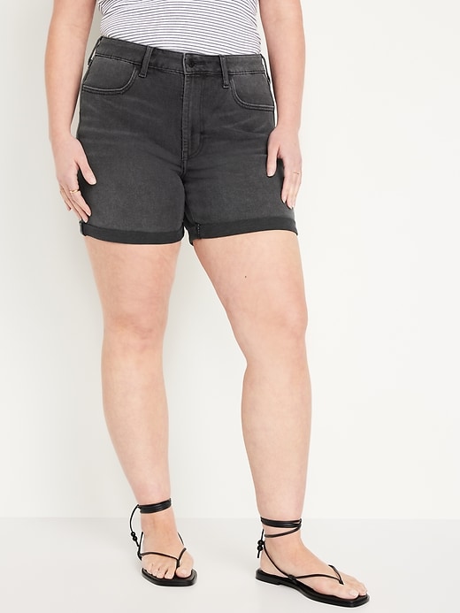 Image number 5 showing, High-Waisted Wow Jean Shorts -- 5-inch inseam