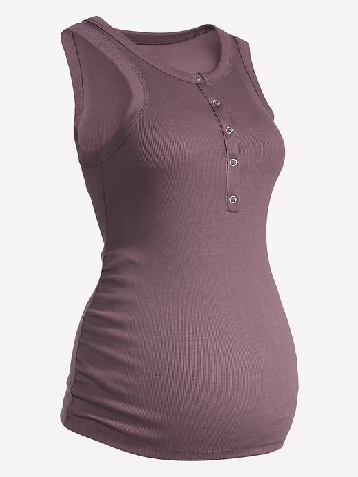 Image number 2 showing, Maternity High-Neck Henley Tank Top
