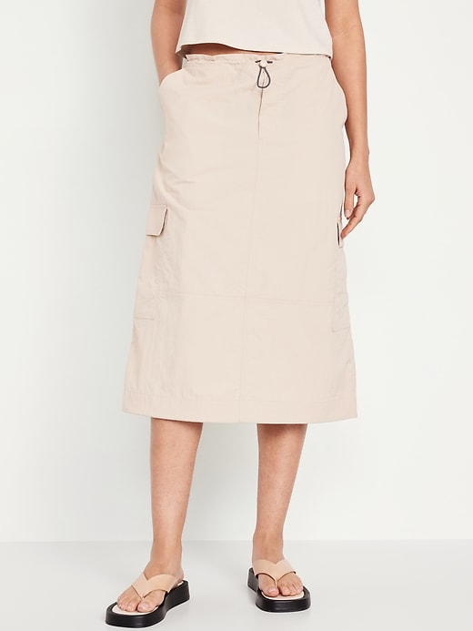 Image number 1 showing, High-Waisted Utility Midi Skirt