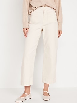 Old Navy Women's High-Waisted Cropped Linen Pants Mollusk Muted