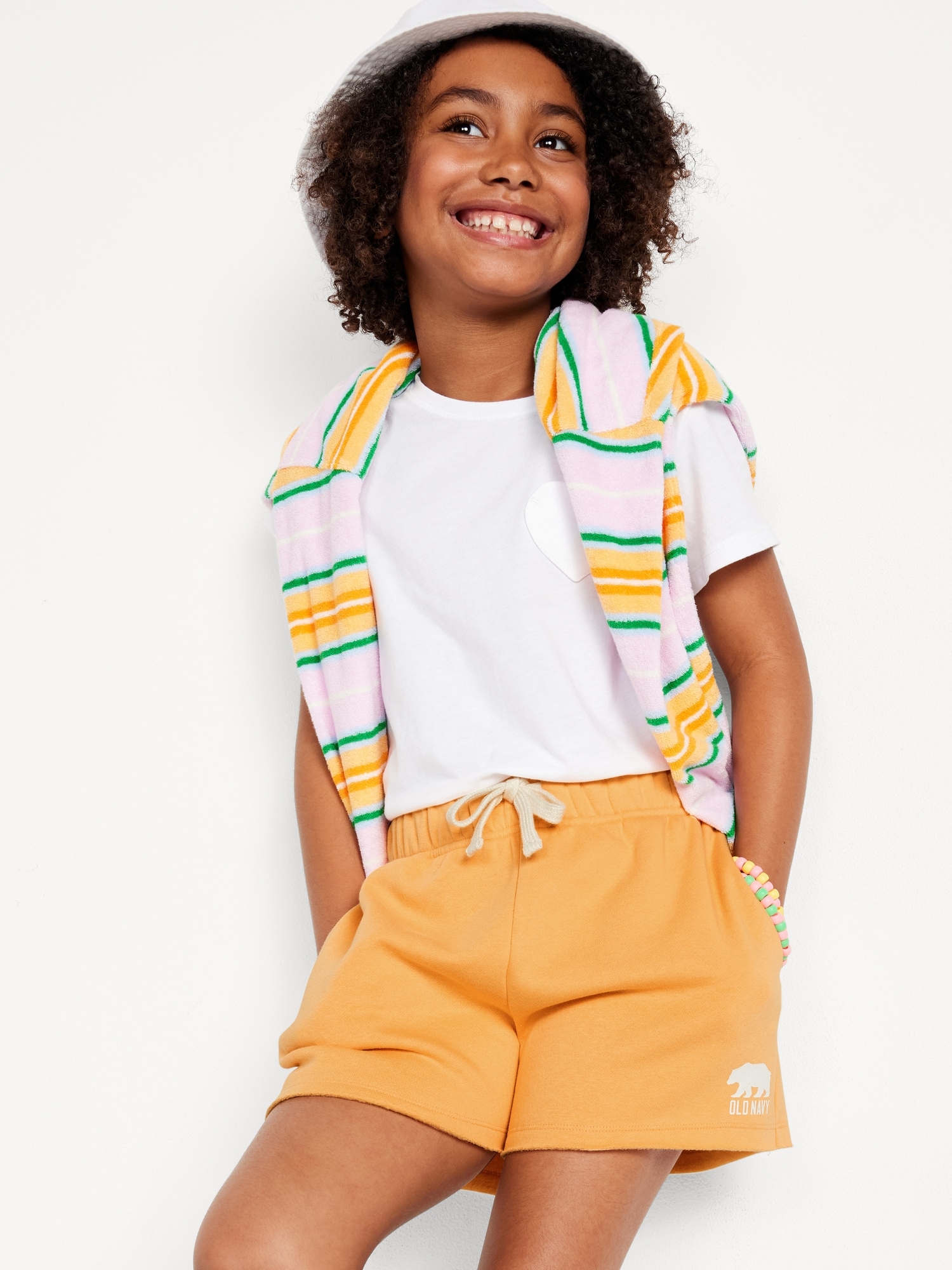Off-White Kids logo-print drawstring shorts - Yellow