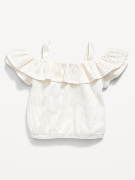 View large product image 1 of 2. Off-The-Shoulder Ruffled Jacquard-Knit Top for Baby