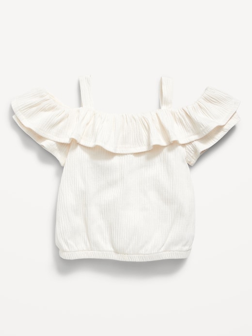View large product image 2 of 2. Off-The-Shoulder Ruffled Jacquard-Knit Top for Baby
