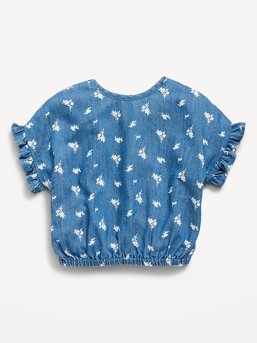 View large product image 1 of 2. Printed Ruffle-Sleeve Button Back Top for Toddler Girls
