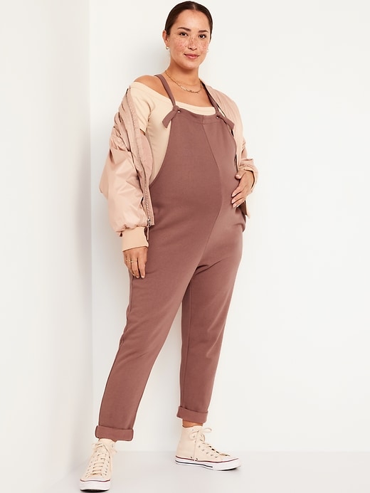 Image number 7 showing, Maternity Knotted-Strap Fleece Overalls