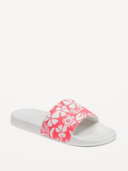 View large product image 1 of 1. Printed Faux-Leather Pool Slide Sandals for Girls