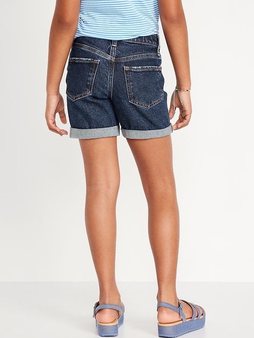 View large product image 2 of 5. High-Waisted Button-Fly Ripped Jean Midi Shorts for Girls