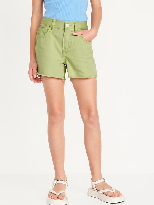 View large product image 1 of 4. High-Waisted Pop-Color Frayed-Hem Shorts for Girls