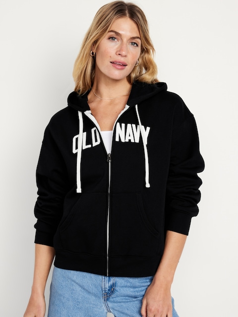 Logo Zip Hoodie Sweatshirt - Black Jack