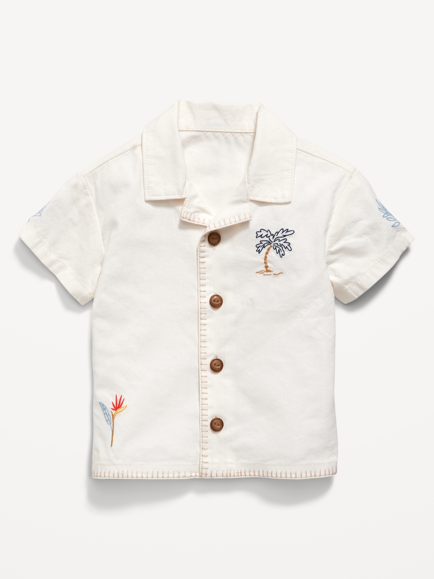 Short-Sleeve Embroidered Camp Shirt for Baby