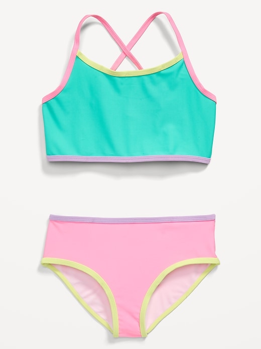 View large product image 1 of 2. Strappy Cross-Back Bikini Swim Set for Girls