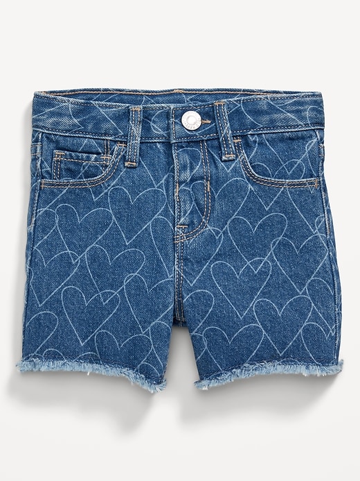 View large product image 1 of 2. High-Waisted Frayed-Hem Jean Shorts for Toddler Girls