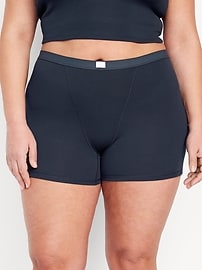 View large product image 7 of 8. High-Waisted Rib-Knit Boyshort Boxer Briefs -- 3-inch inseam
