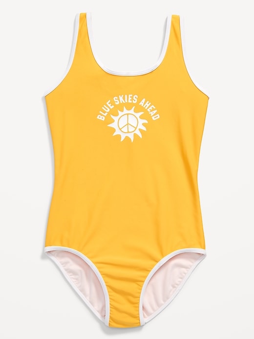 View large product image 1 of 2. Scoop-Neck Graphic One-Piece Swimsuit for Girls