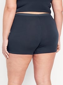 View large product image 8 of 8. High-Waisted Rib-Knit Boyshort Boxer Briefs -- 3-inch inseam