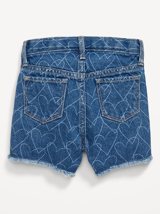 View large product image 2 of 2. Printed High-Waisted Frayed-Hem Jean Shorts for Toddler Girls