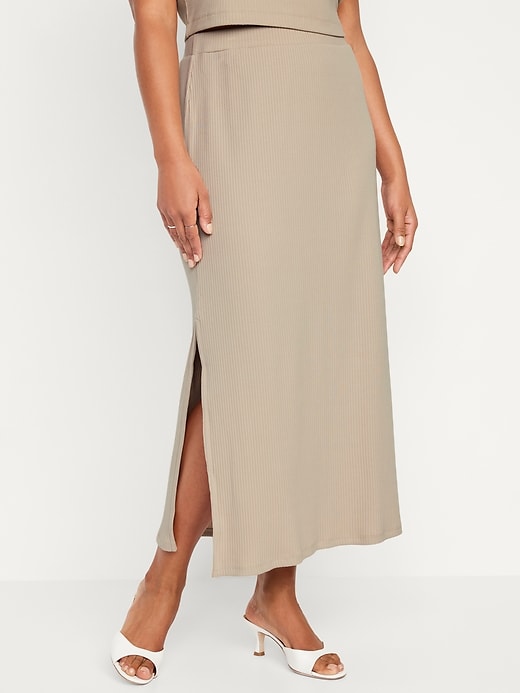 Image number 5 showing, High-Waisted Rib-Knit Maxi Skirt