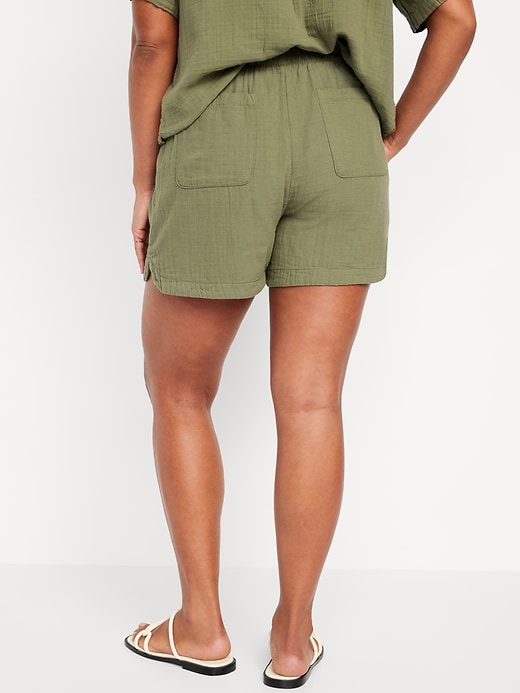 Image number 6 showing, High-Waisted Crinkle Gauze Shorts -- 5-inch inseam