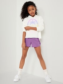 View large product image 3 of 4. Dolphin-Hem Ruffle-Trim Run Shorts for Girls